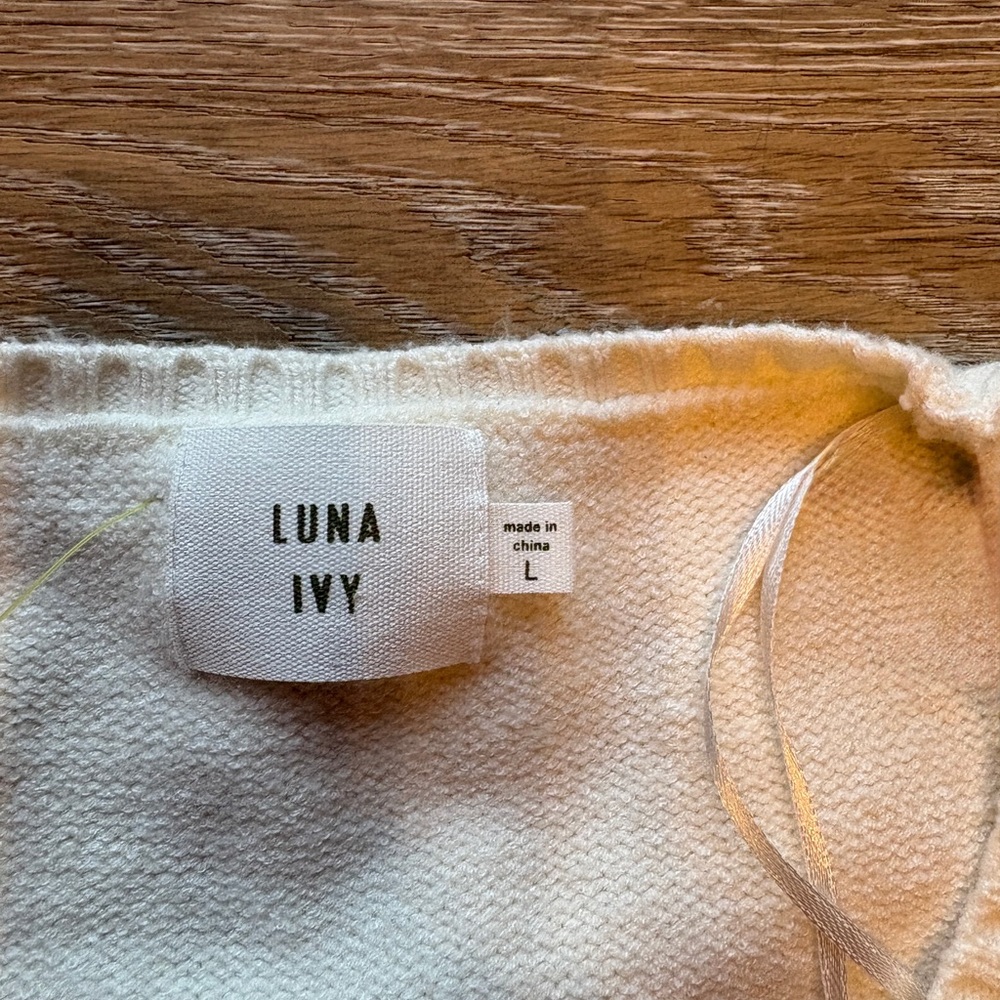 Strawberry Embroidered Cropped Short Sleeve Knit Top Cream & Pink by Luna Ivy - Picture 7 of 10